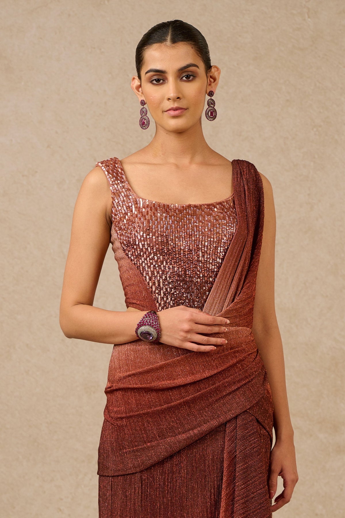 Copper Ombre Corset Concept Saree