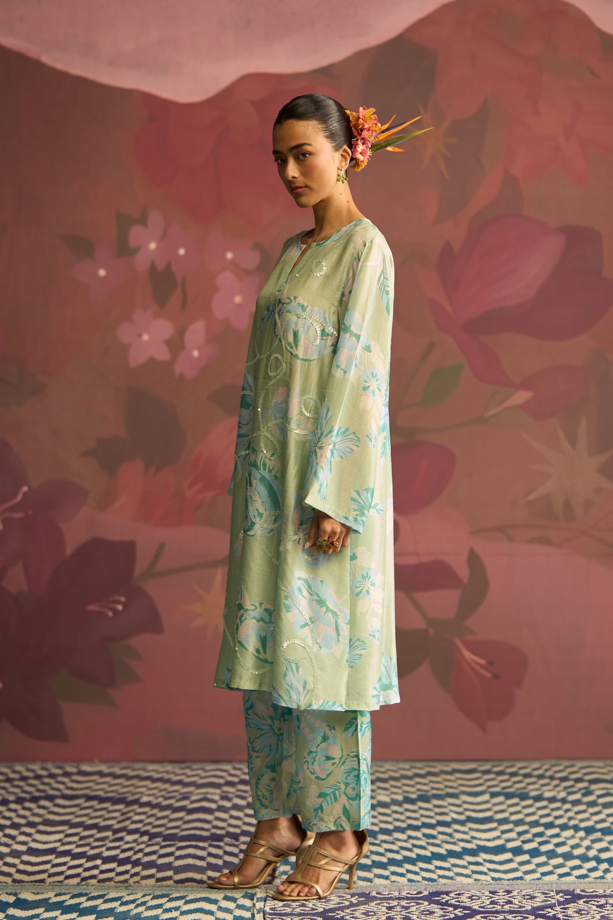Mint Sage Bloom Kurta Set