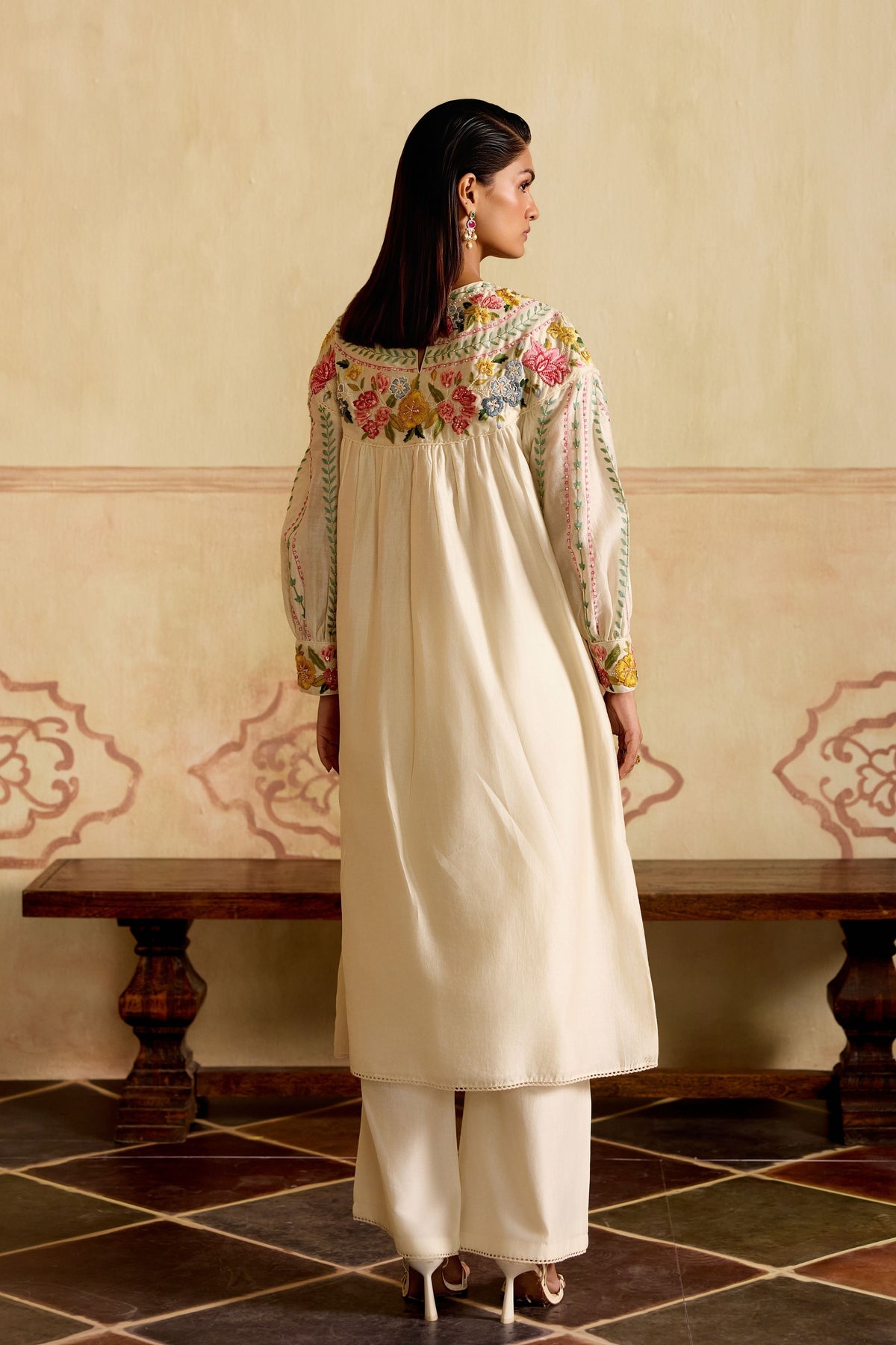 Ivory Florals Kurta With Pants
