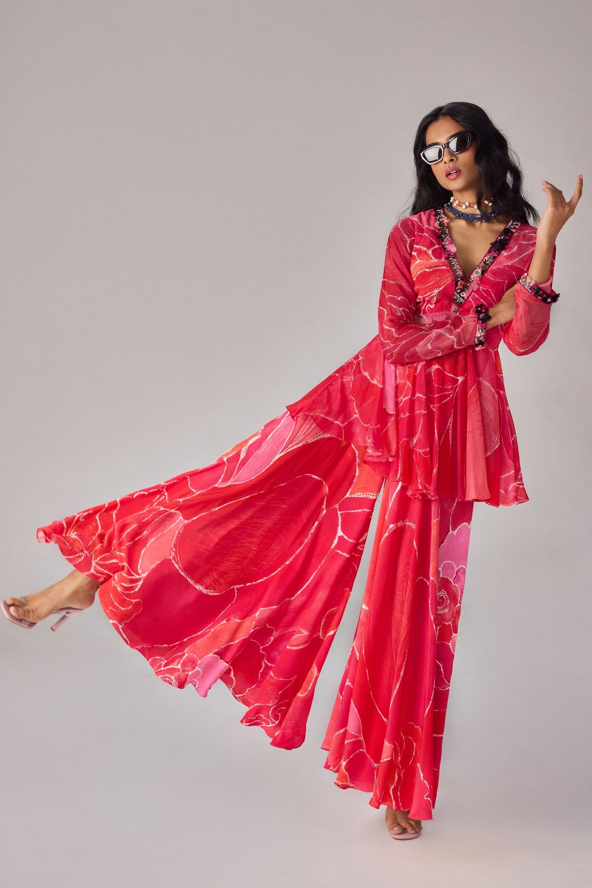 Pink Scratch Noor Palazzos
