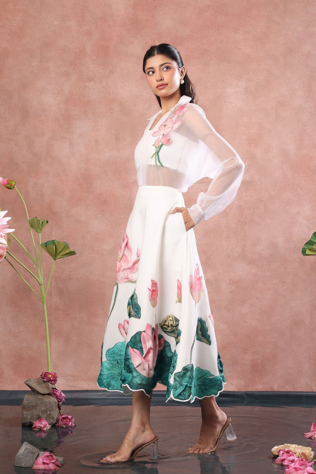 Printed Skirt Tube Top Flower Set