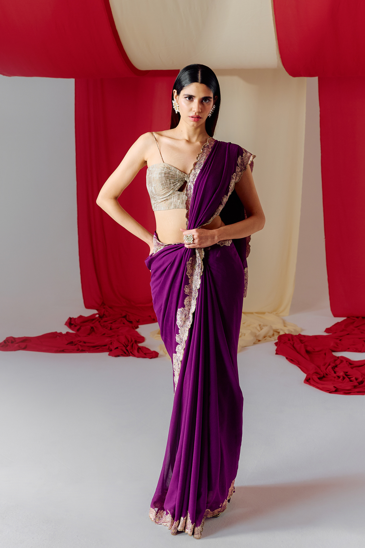 Handwoven Purple Georgette Saree