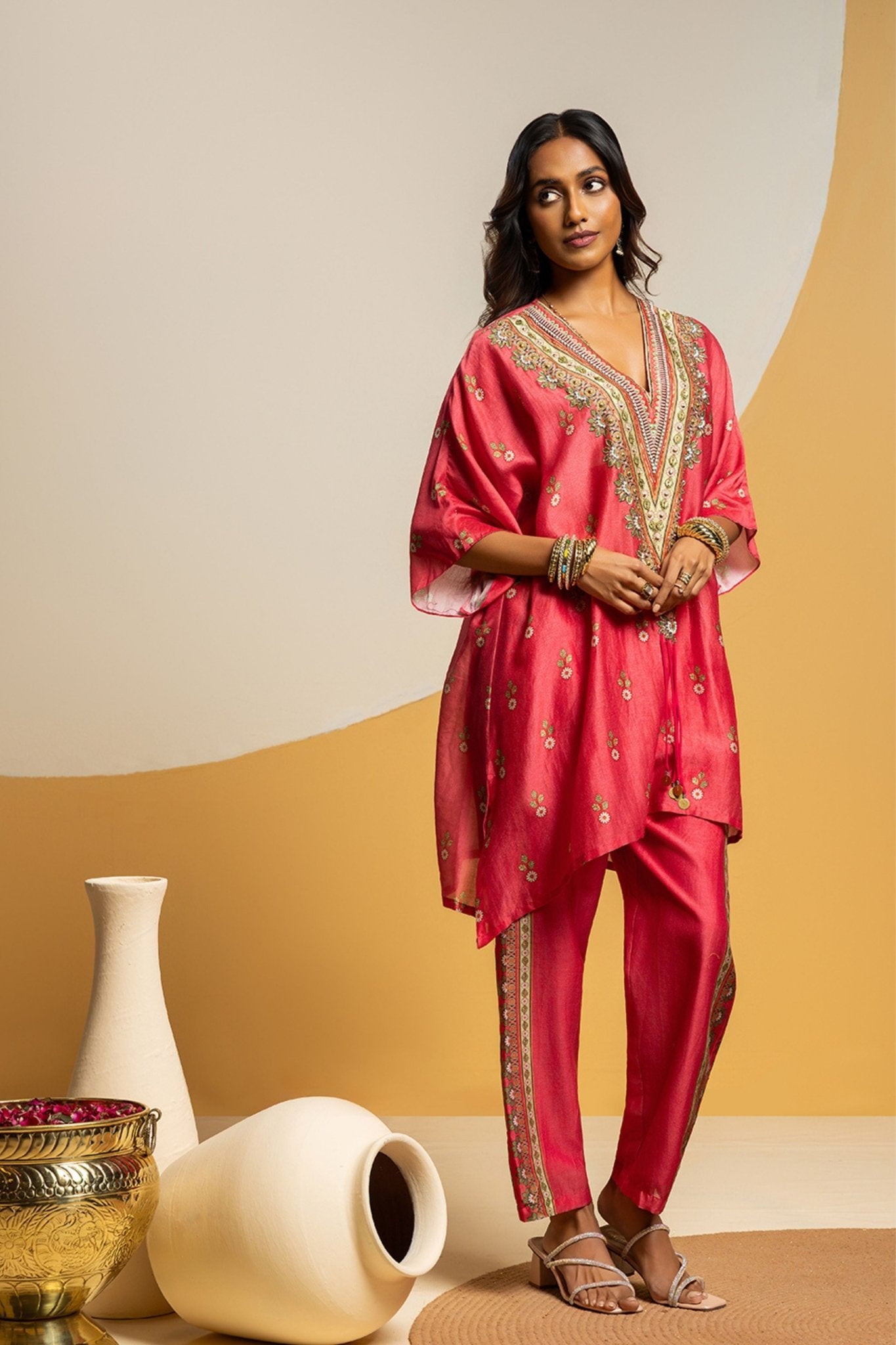 Pink Taarani Embellished Tunic Set - Sougat Paul - Elahe
