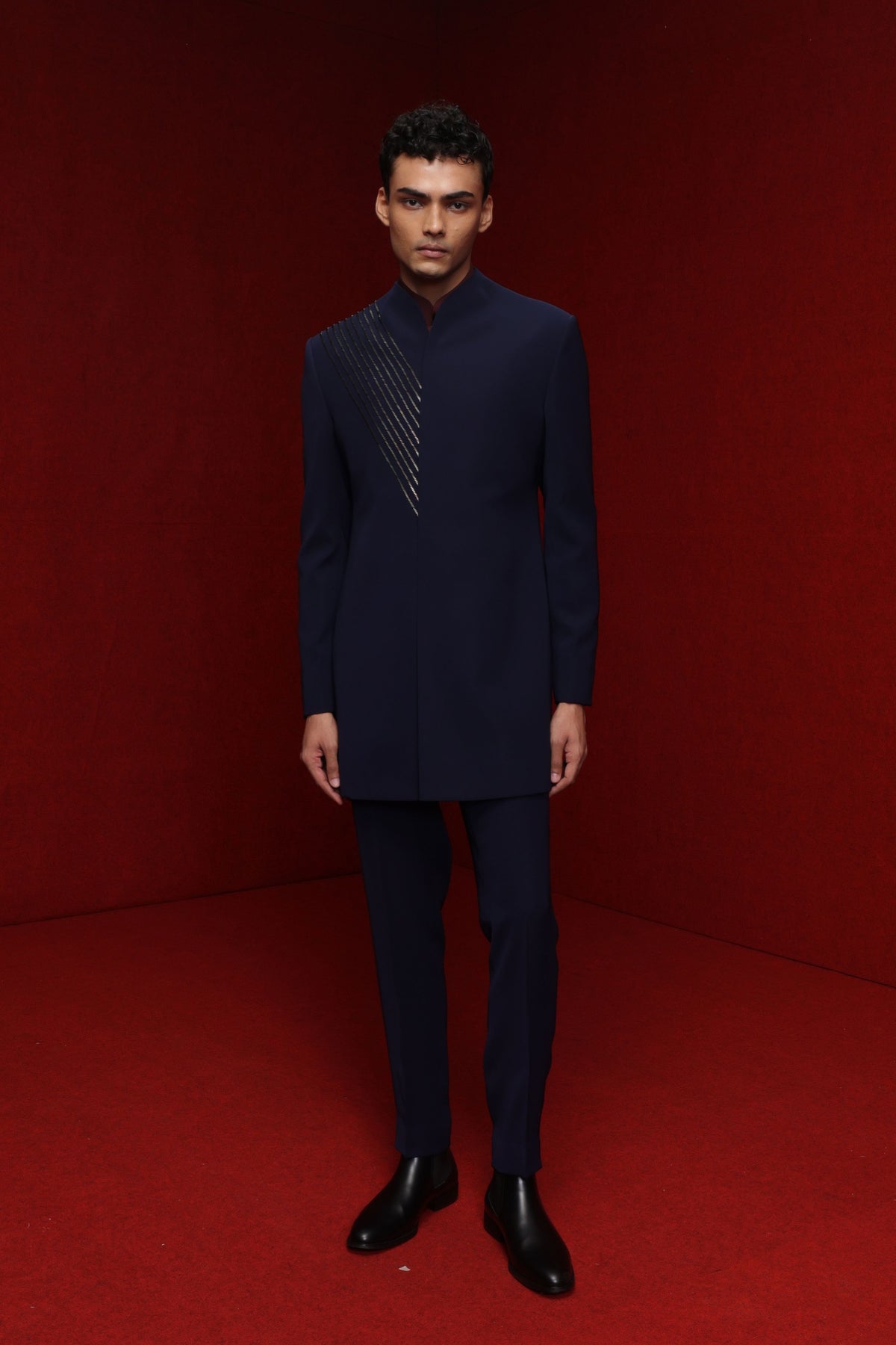 Bandhgala Kurta Set In Navy Blue