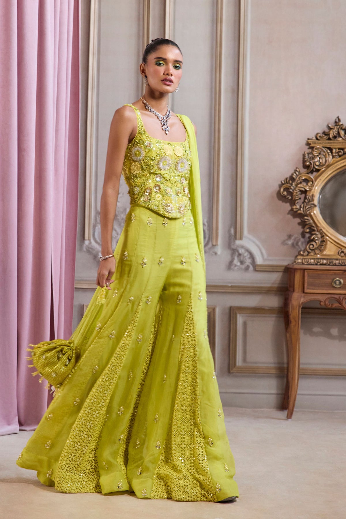 Neon Green Sharara Set