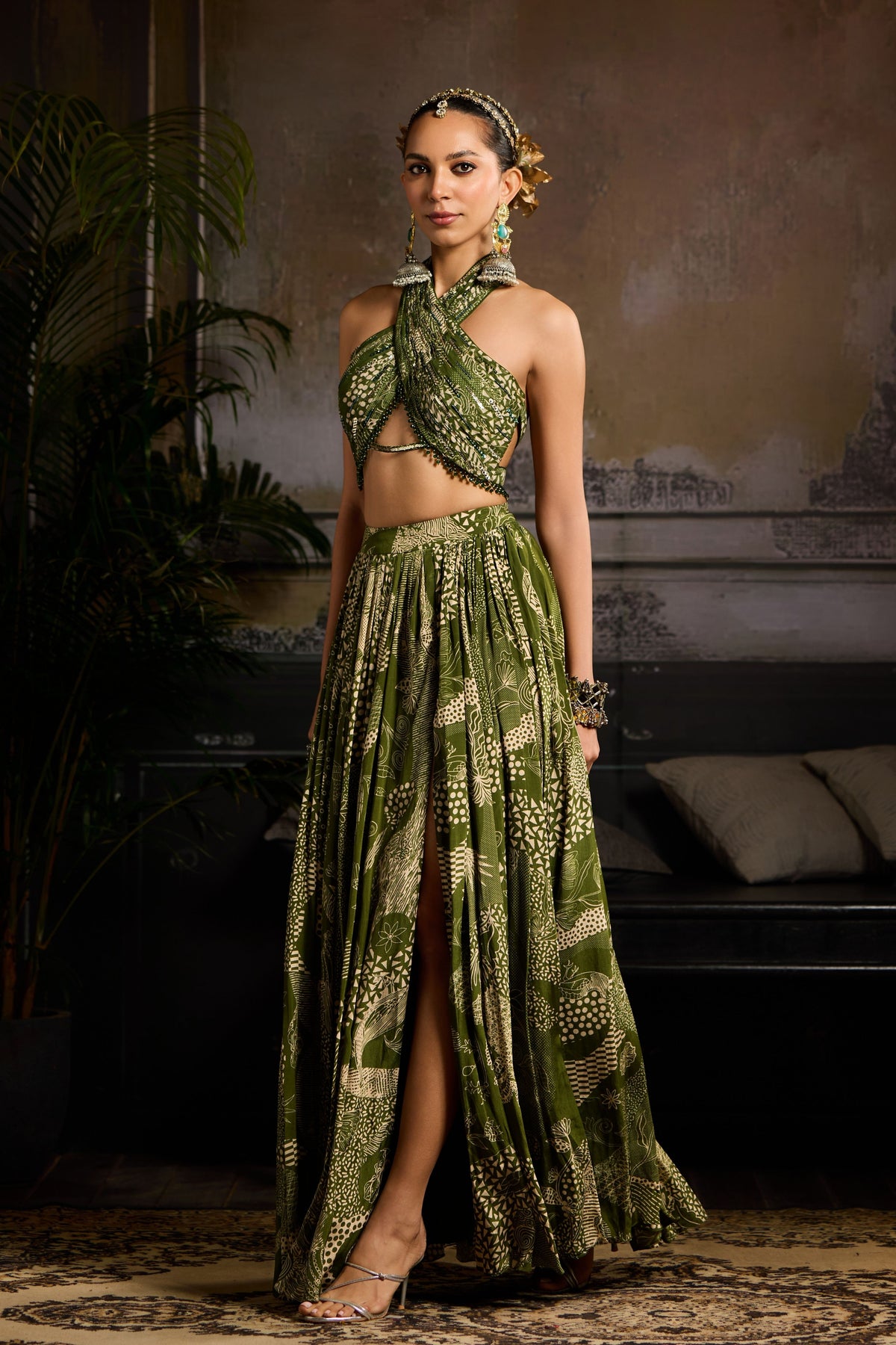Printed Co-ord Set in Sage Green
