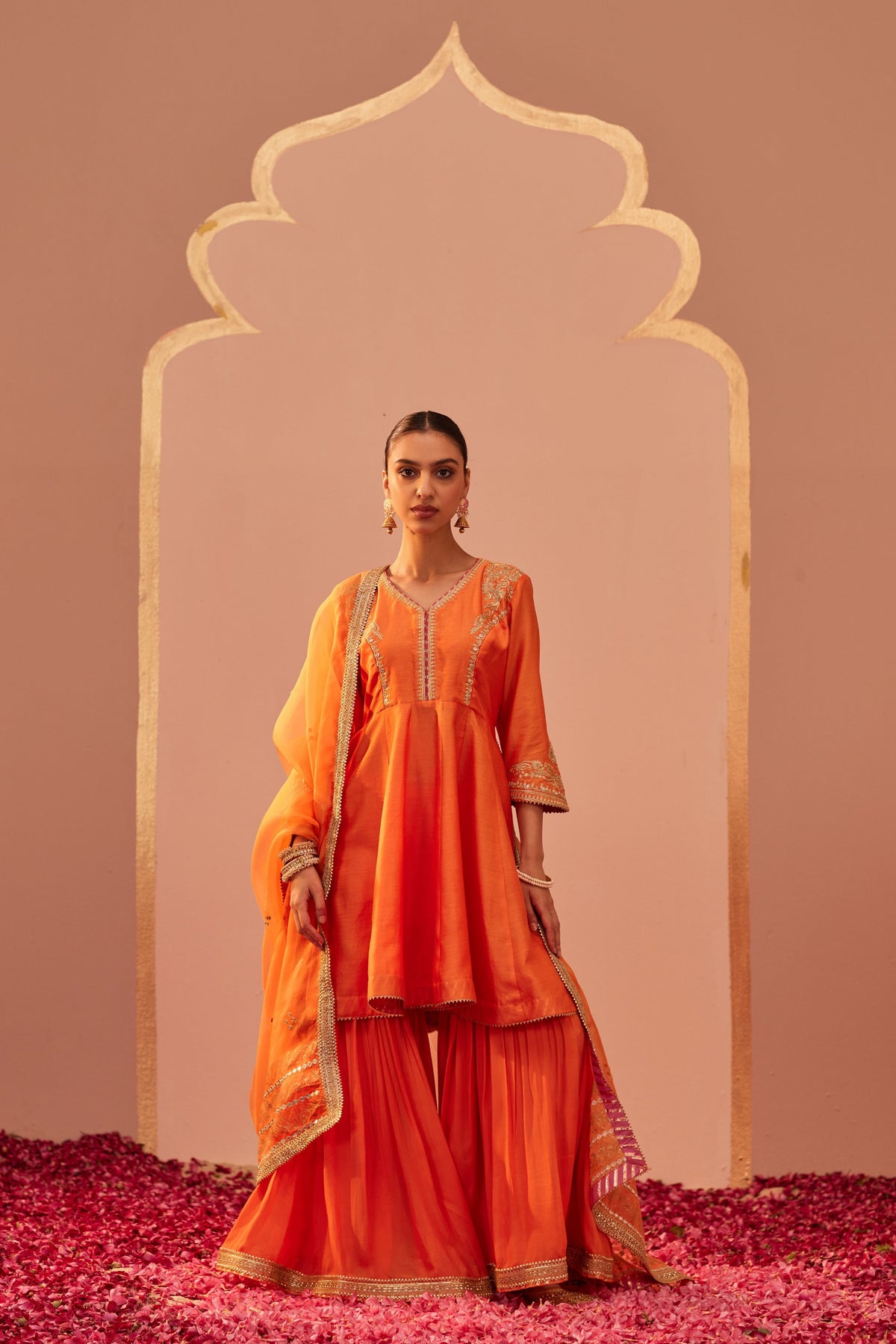 Fatima Orange Sharara Set