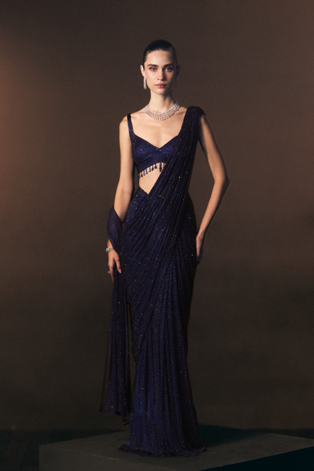 Marine Drape Saree Set