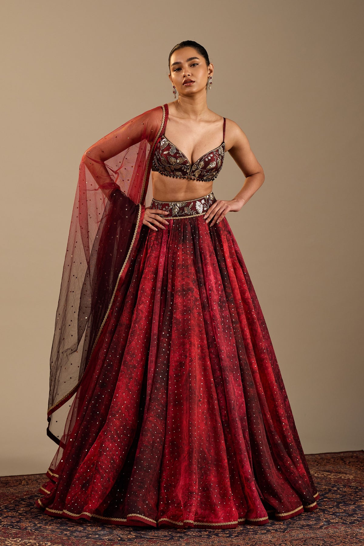 Rosso Lehenga Set
