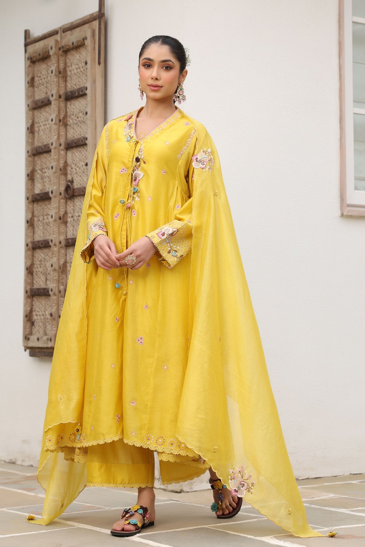Gulzar Yellow Kalidaar Set