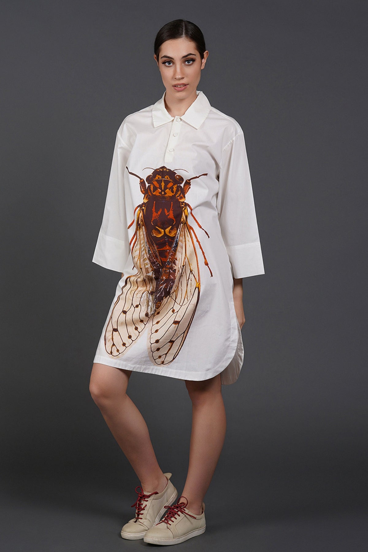 Offwhite Brown Digtal Print Dress