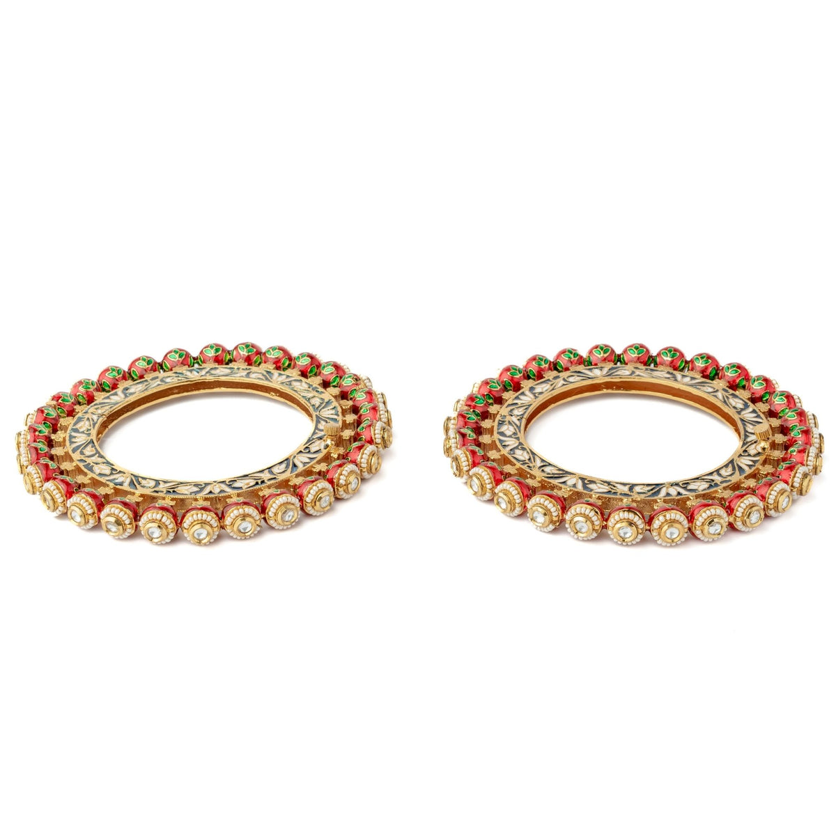 Gold Plated Red Bangles