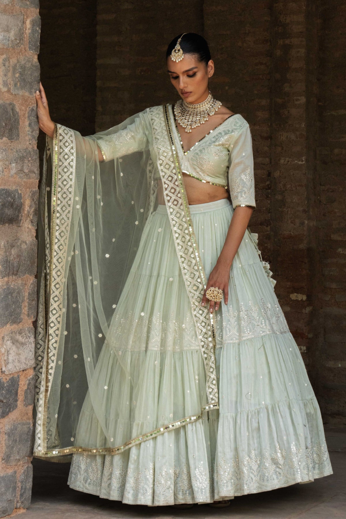 Mint Forest Maharani Lehenga Set