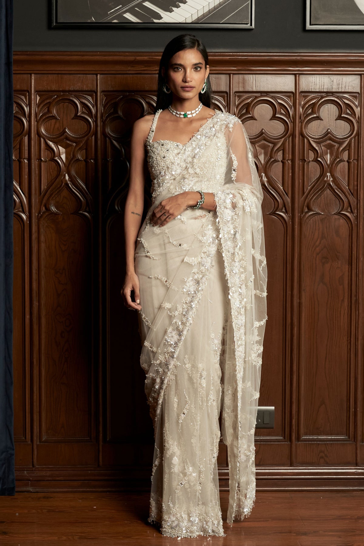 Grey Cape Saree Set