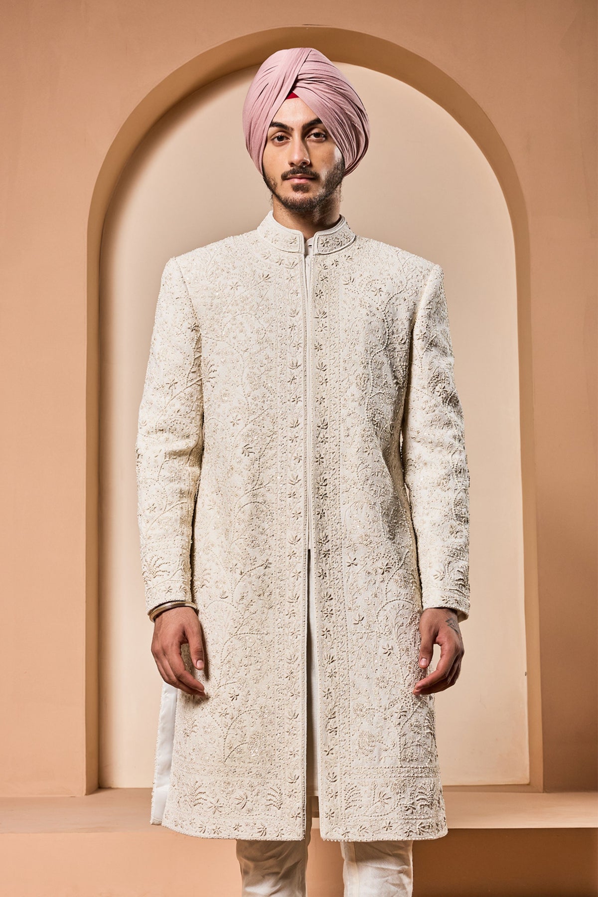 Threaded Ivory Sherwani Set