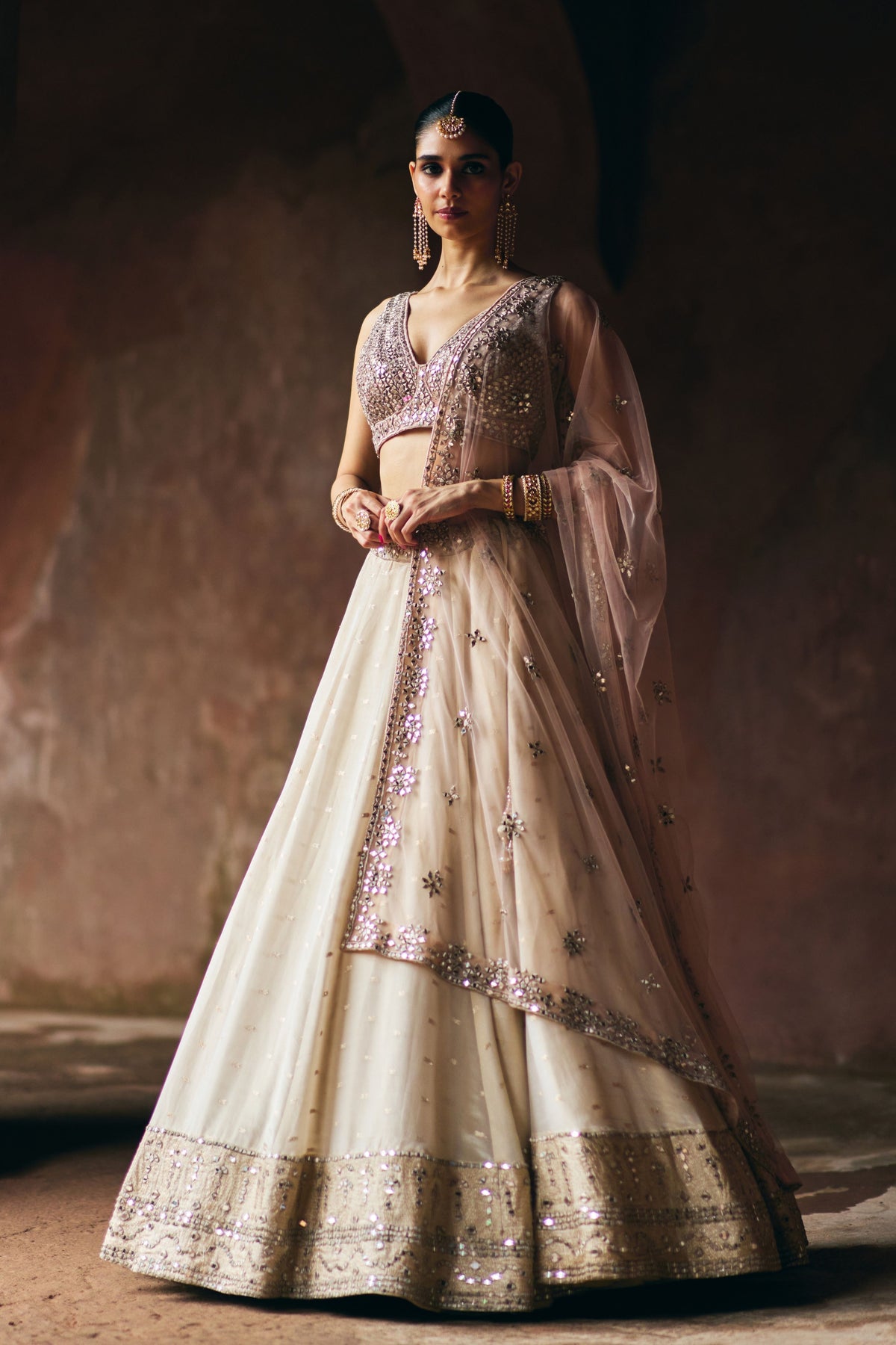 Gold Tissue Lehenga Set