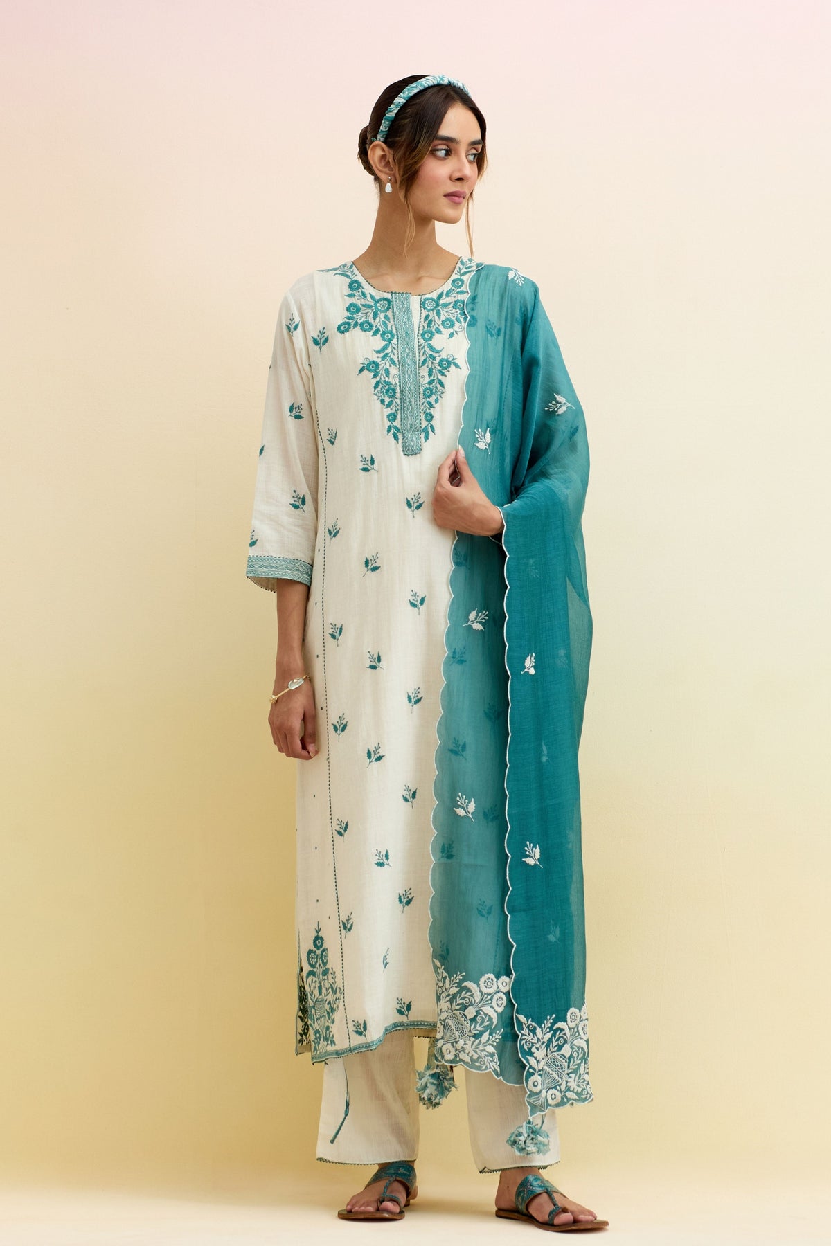 Ivory Kalidar Kurta Set