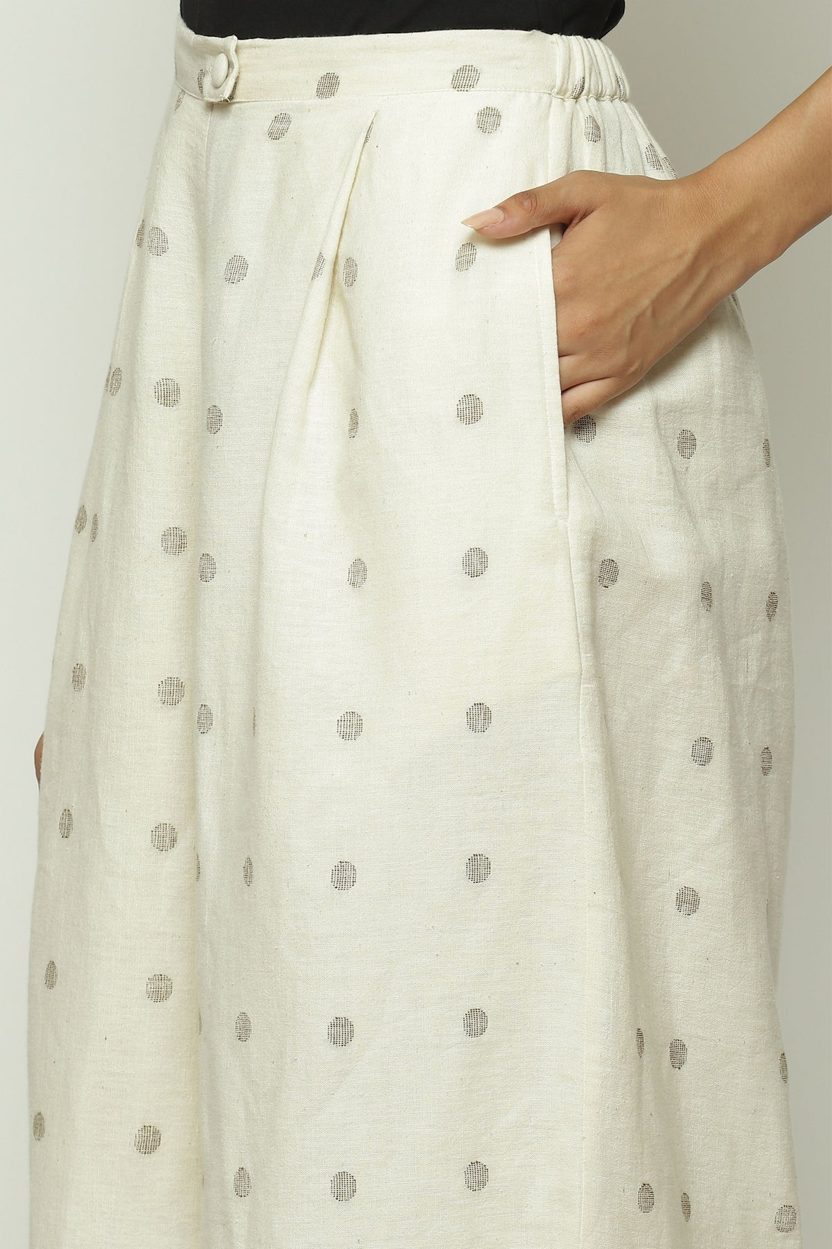 Ecru Border Jamdani Dots Trouser