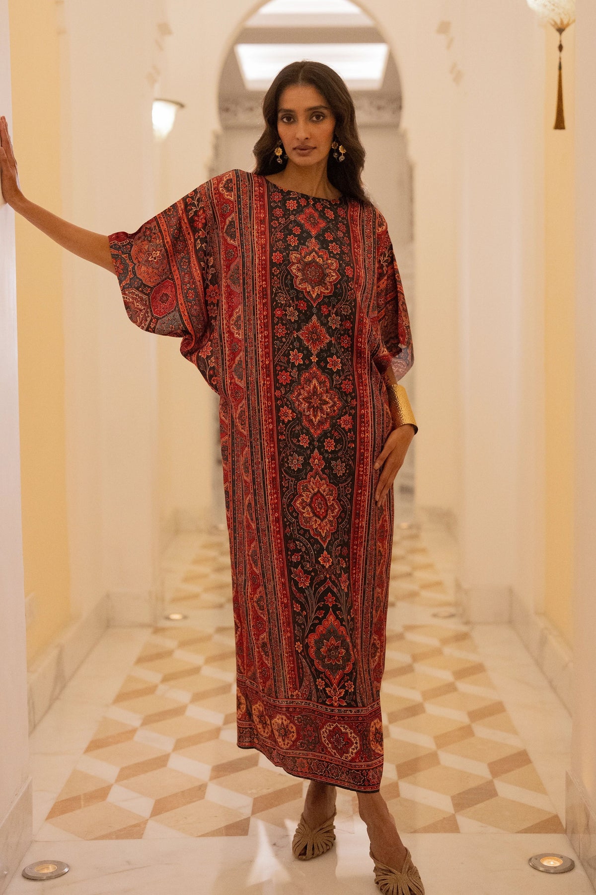 Tapestry Print Kaftan Dress