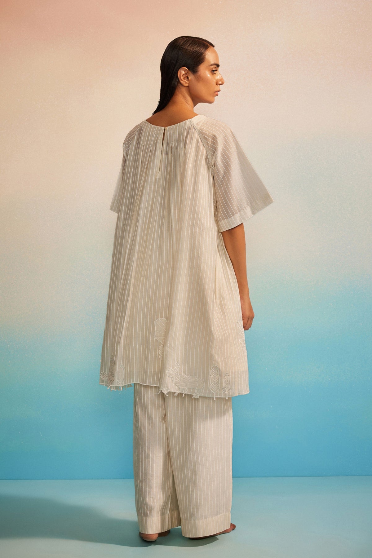 Orihime Box Pleat Appliqué Dress