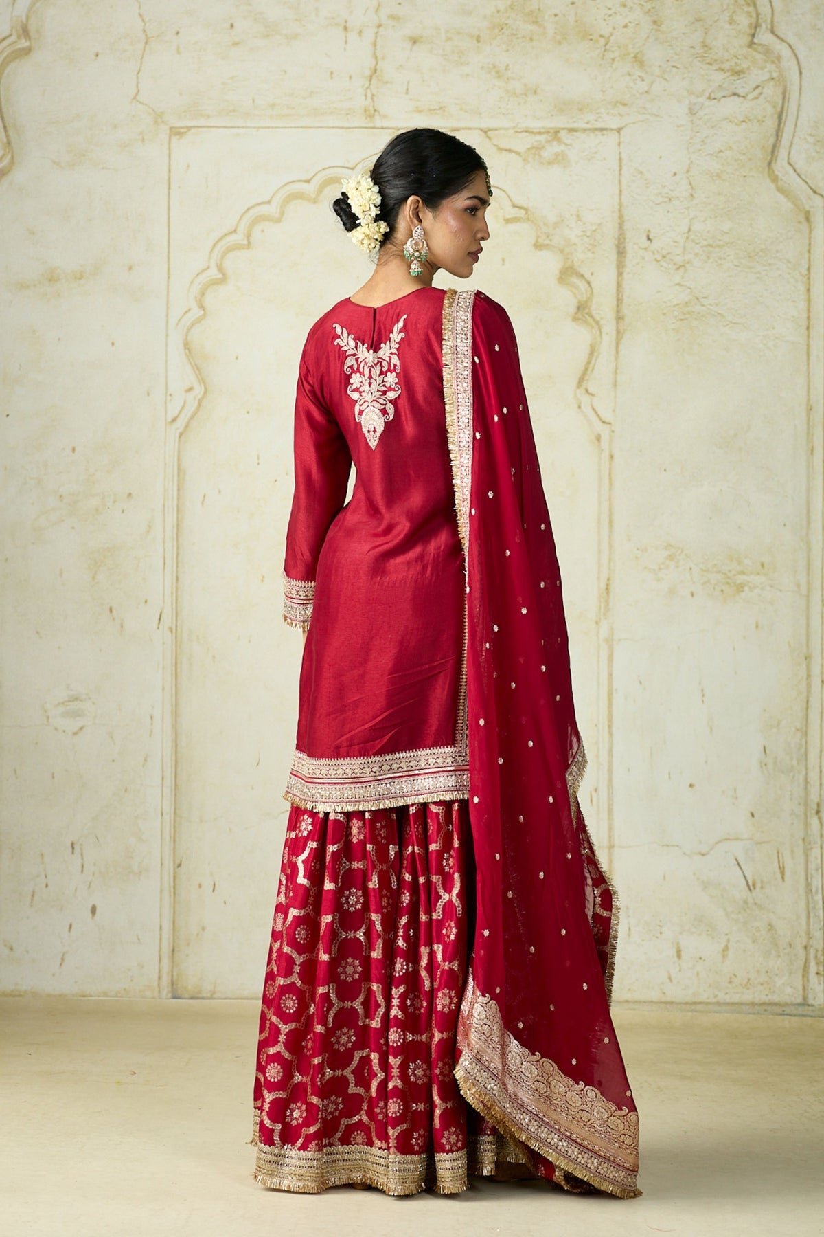 Red Ameena Sharara Set