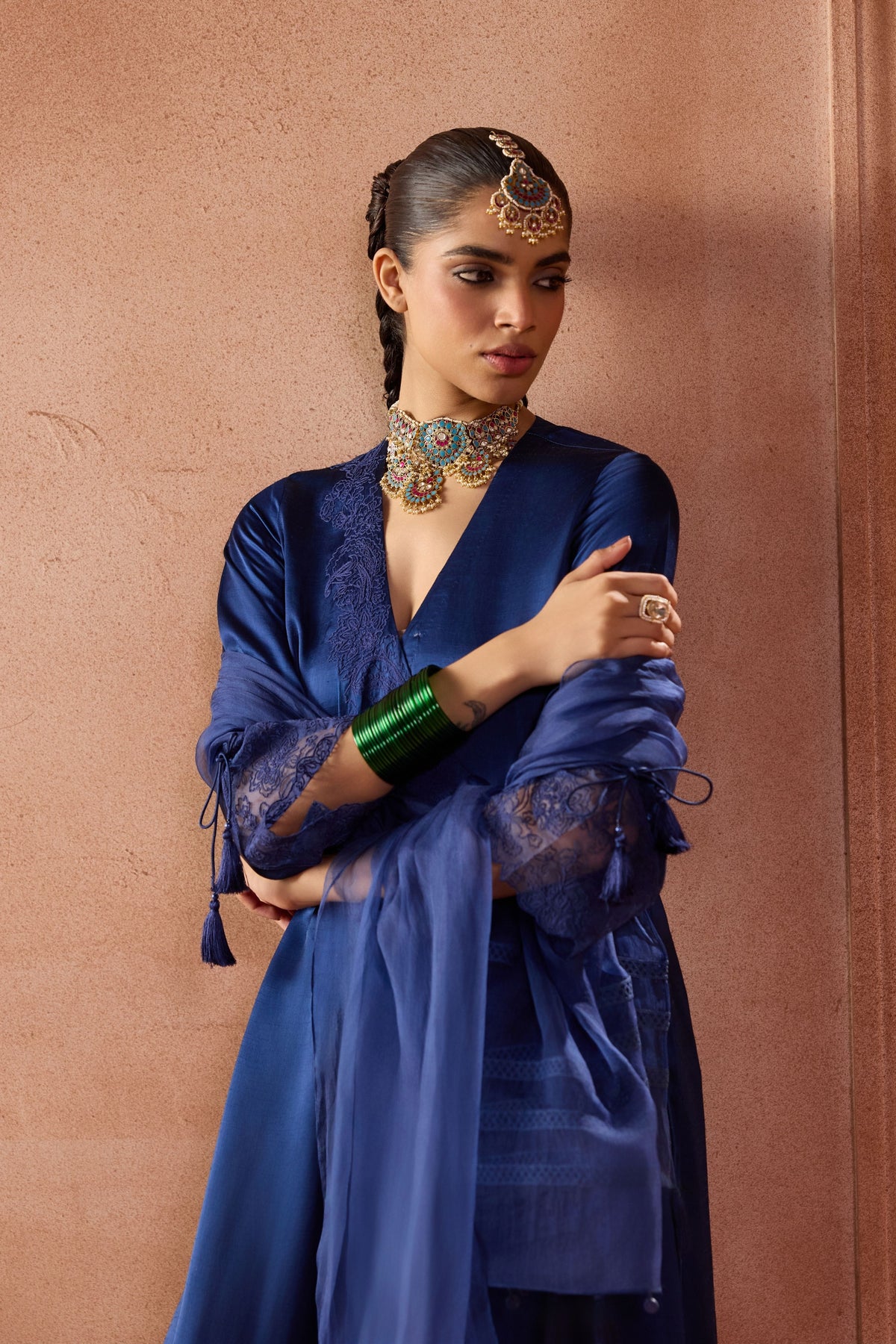 Blue Lace Kurta Set