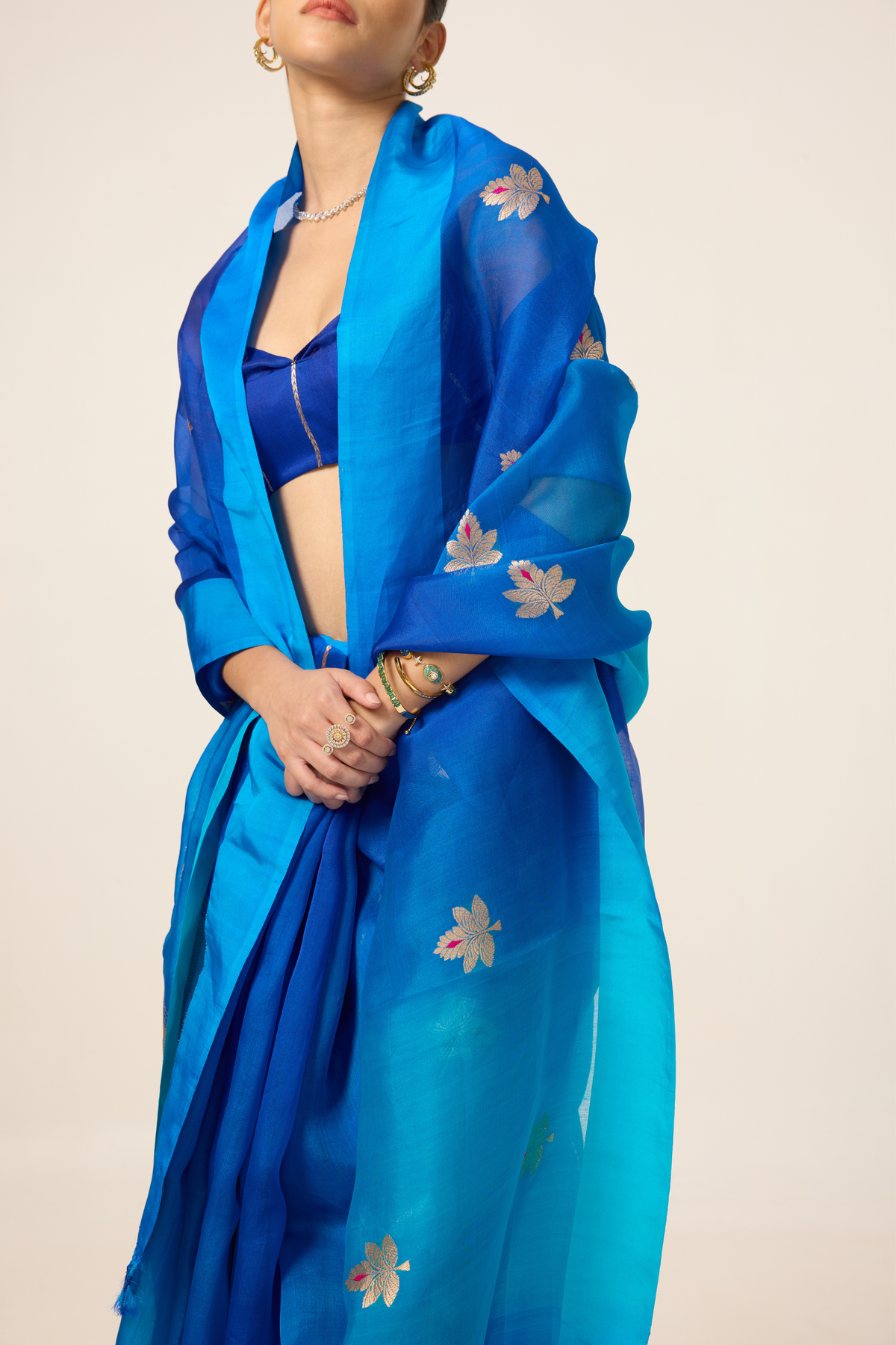 Deep Blue Organza Saree