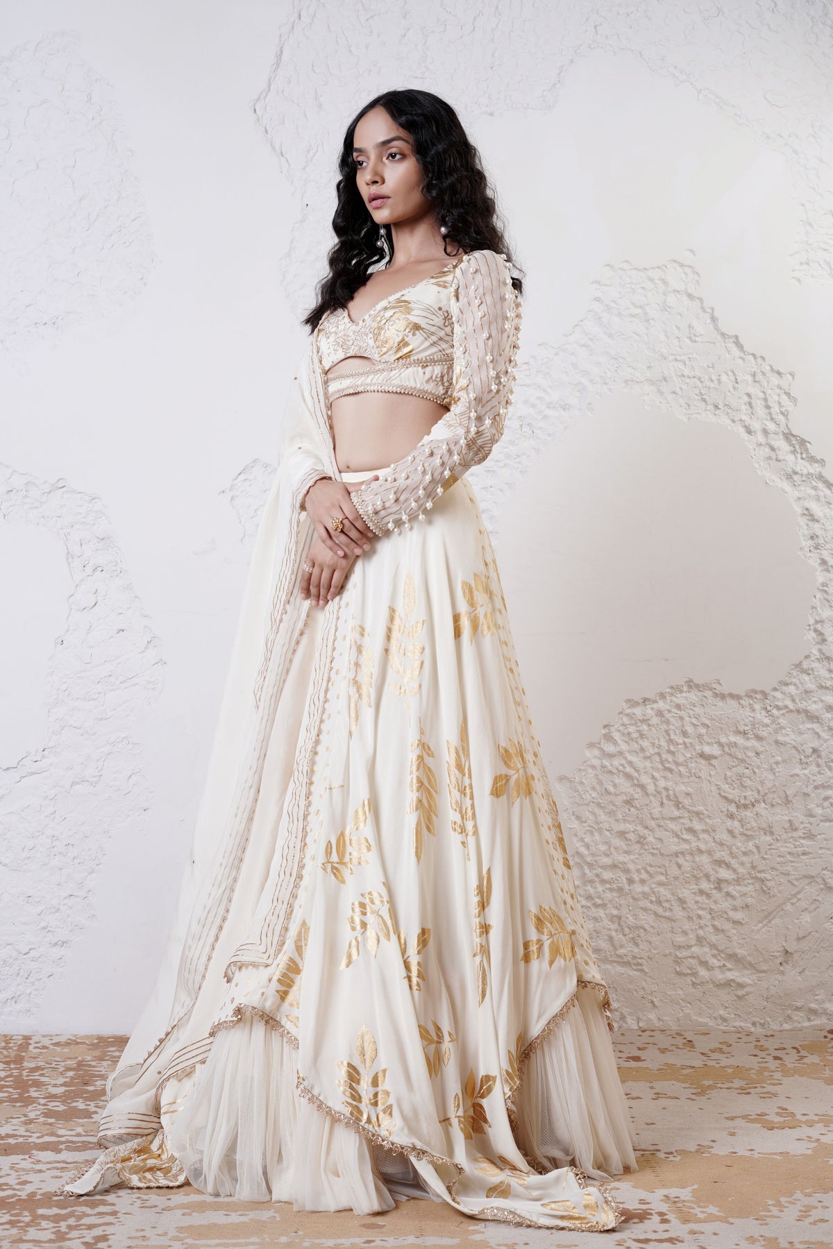 Ivory Foil Lehenga Set
