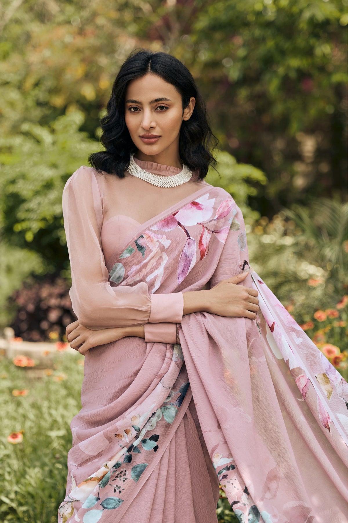 Julie Old Rose Chiffon Saree