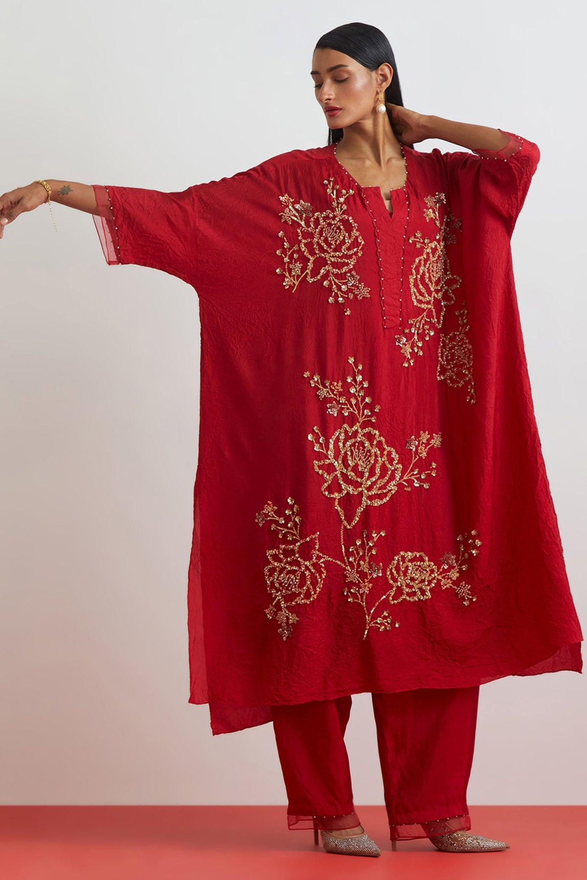Ruby Embroidered Kaftan Set