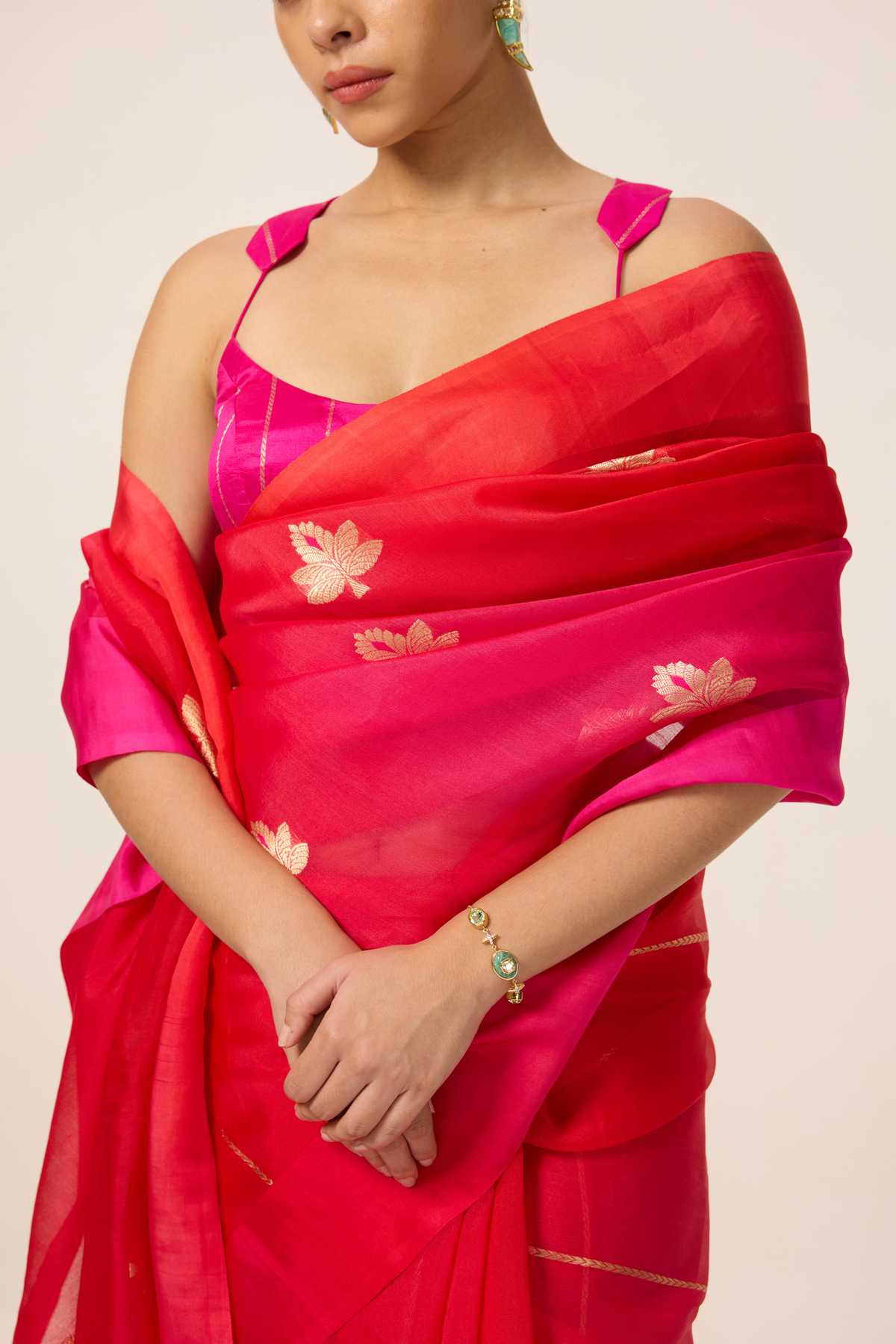 Deep Pink Organza Saree