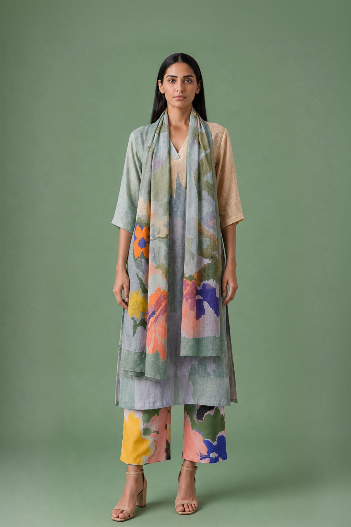 Sage Ikat Kurta Set