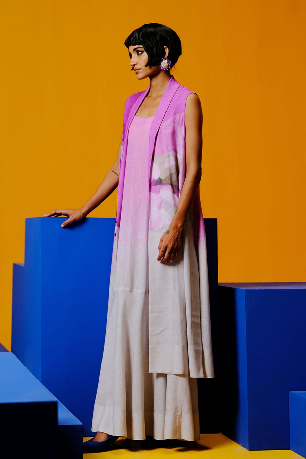 Beetroot and Grey Jacket Dress