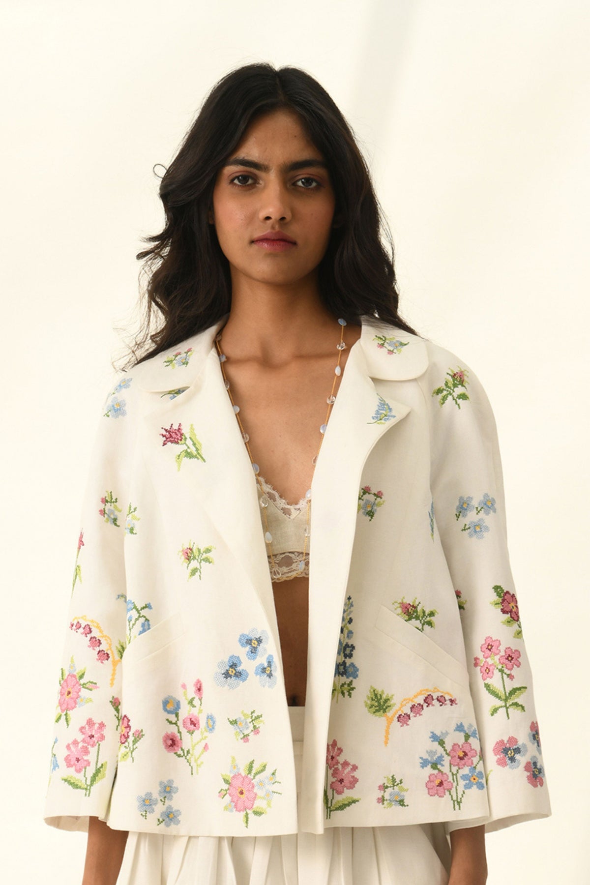 White Stellata Cross Stitch Jacket