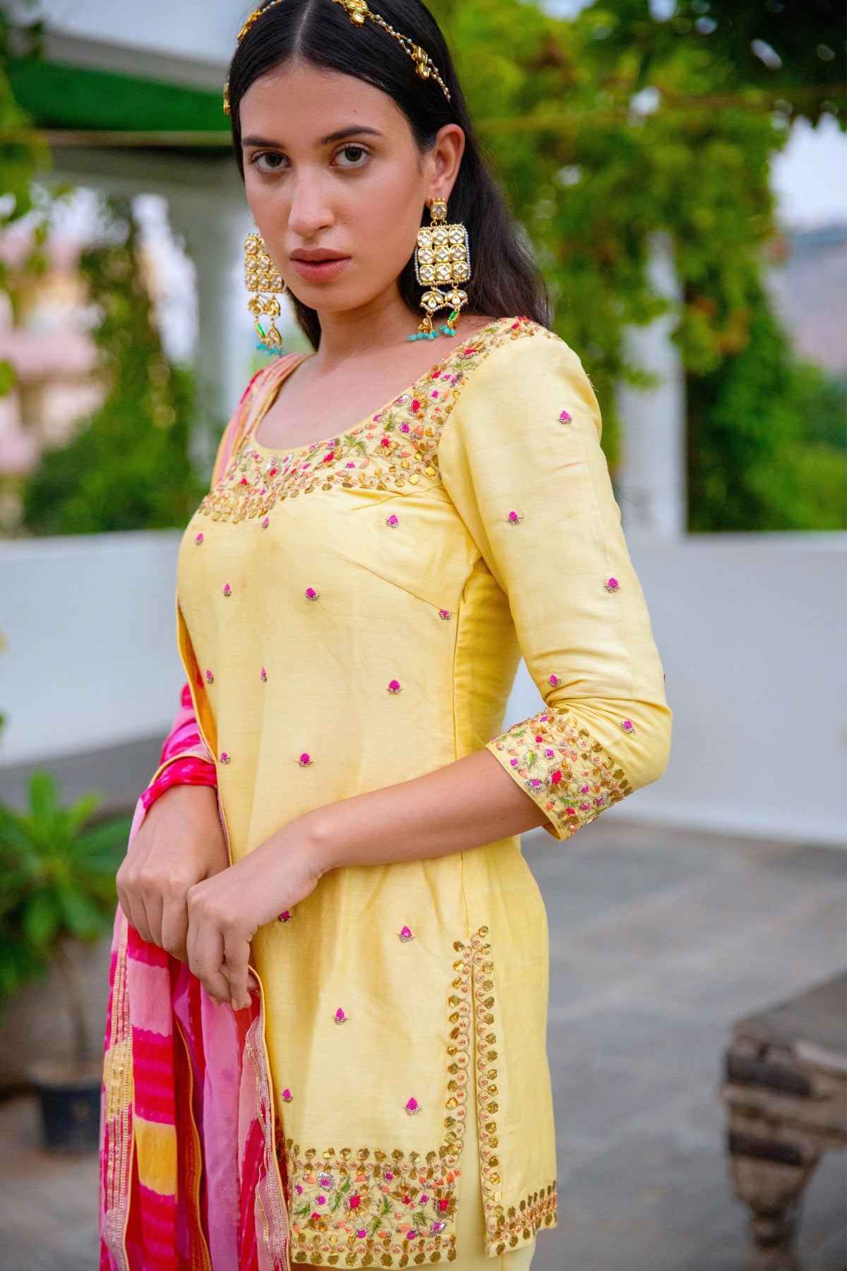 Yellow Silk Sharara Set