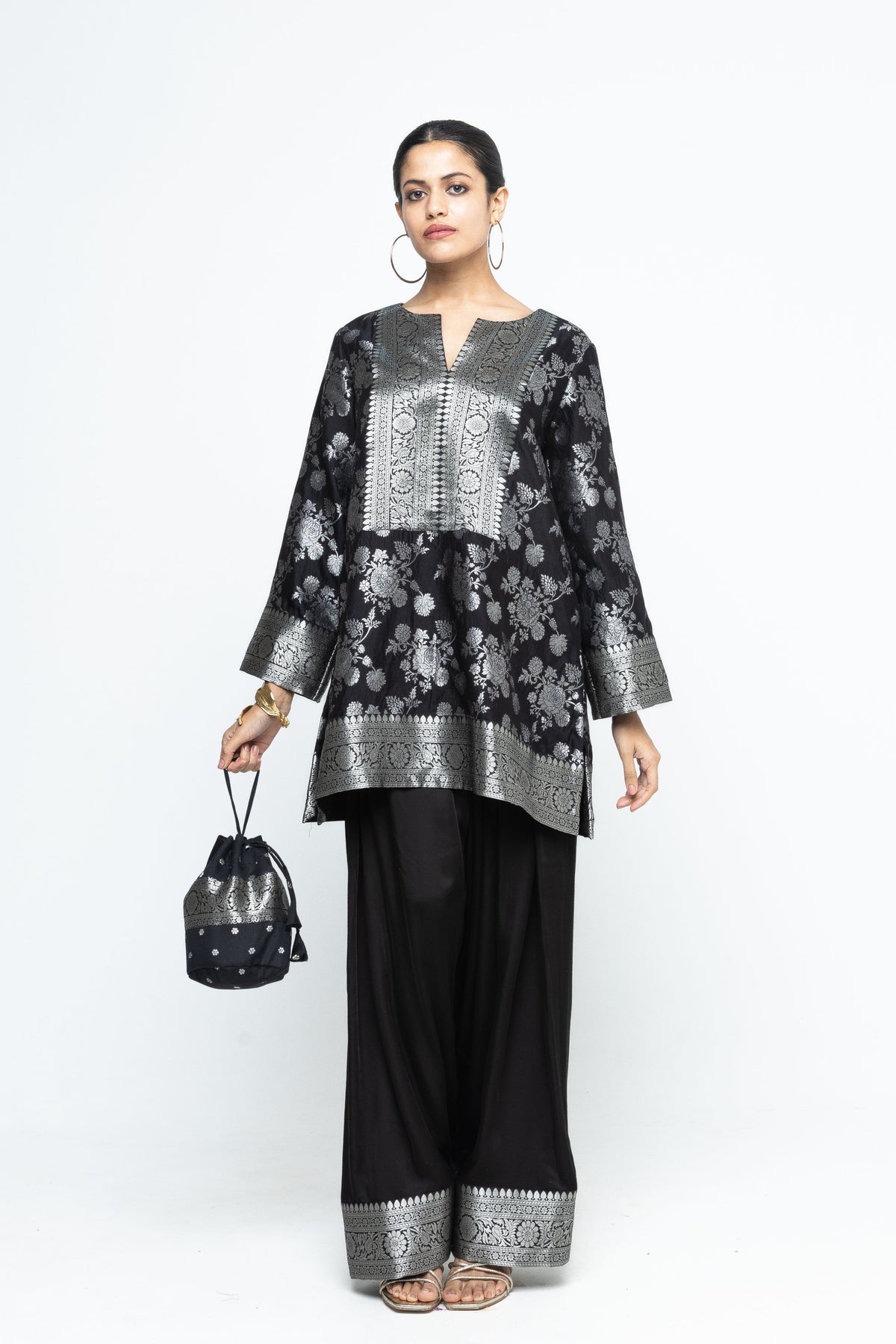 Gul Floral Black Tunic Set