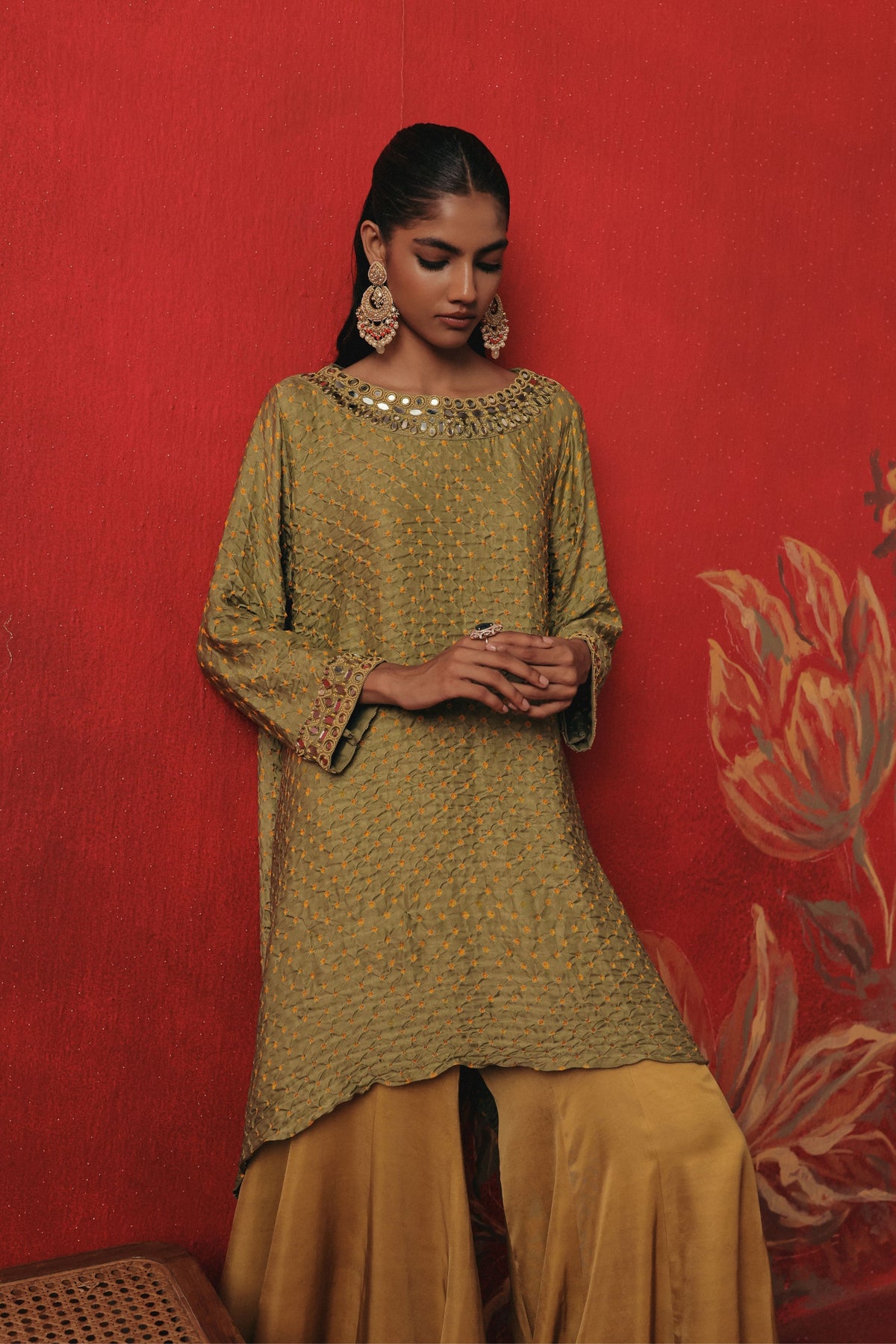 Asymmetric Sage Green Tunic Set