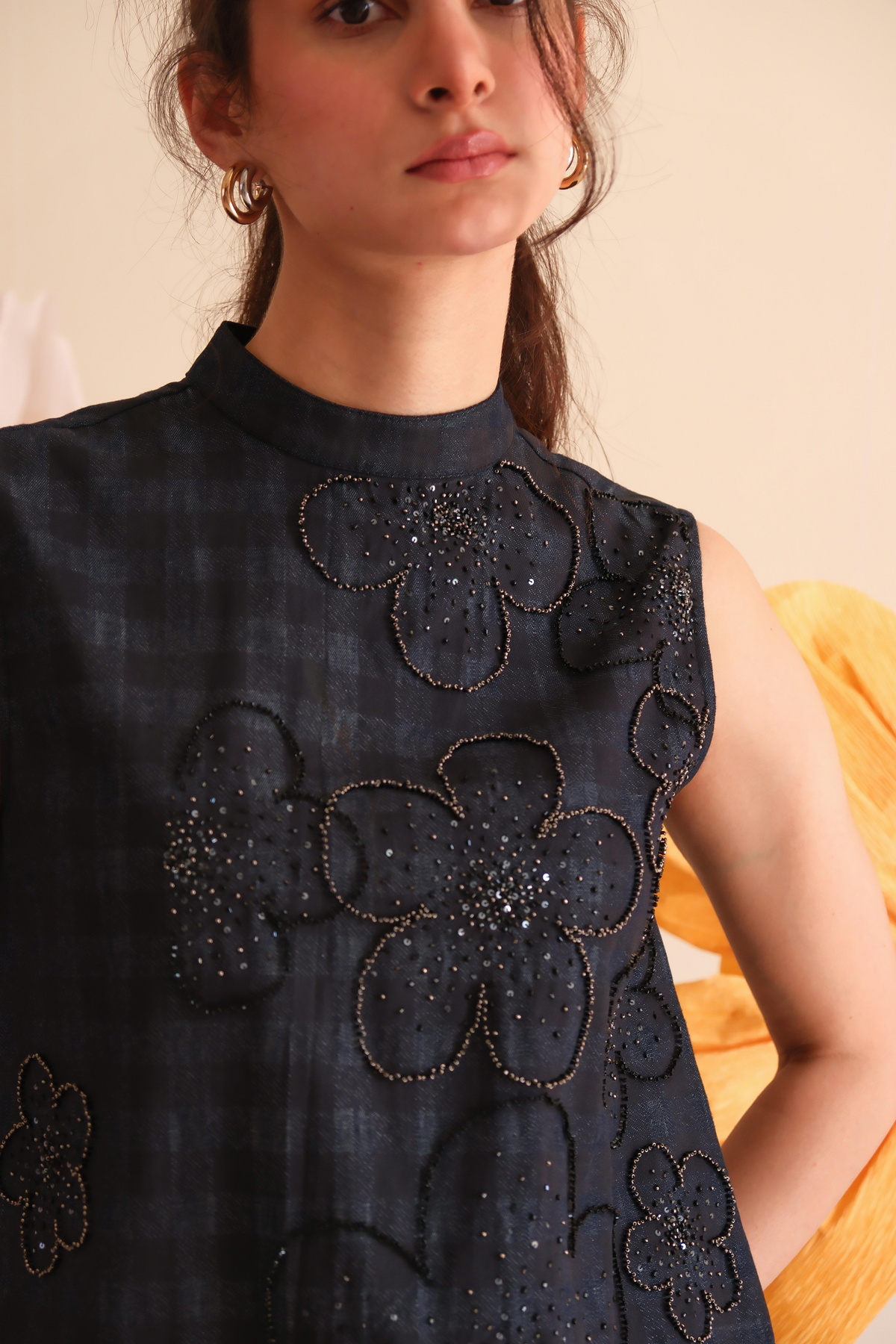 Midnight Blue Beaded Top