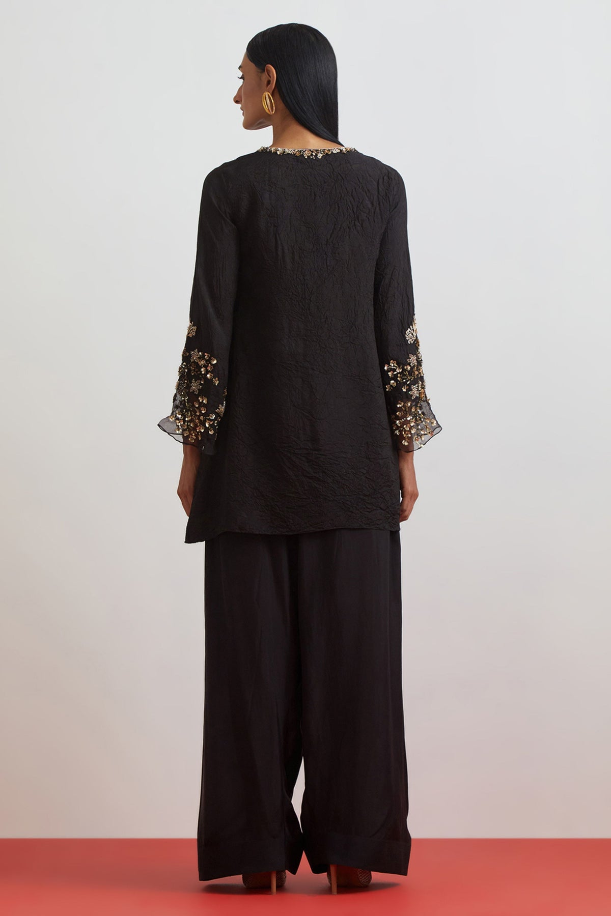 Embroidered Beaded Black Salwar Set