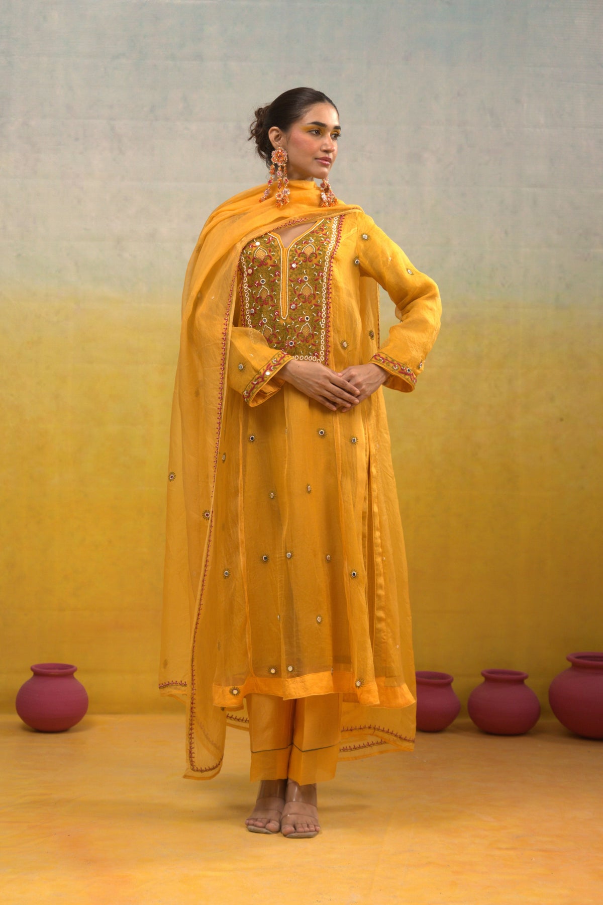 Mango Yellow Kalidar Set