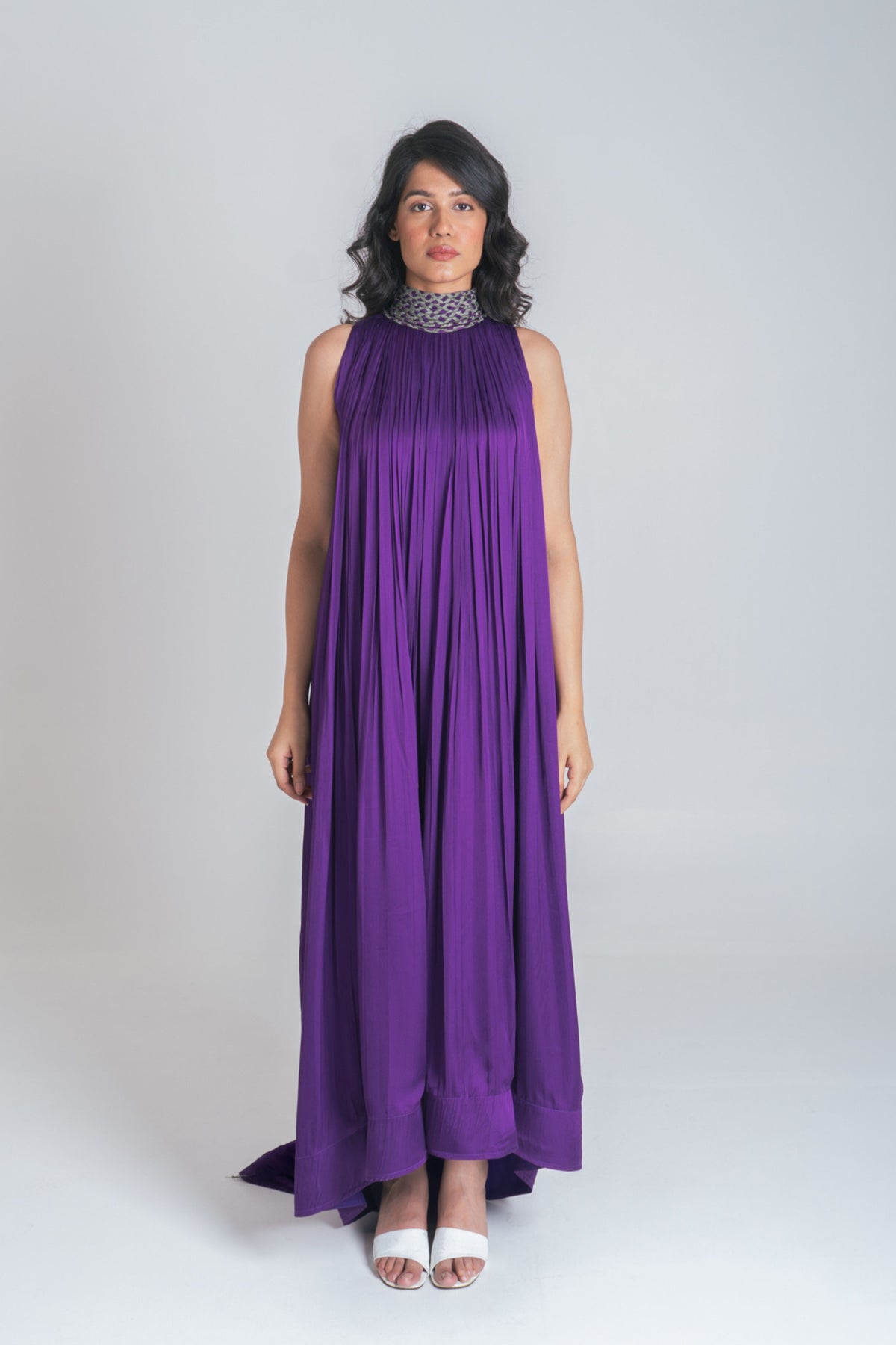Purple-green Gather Gown