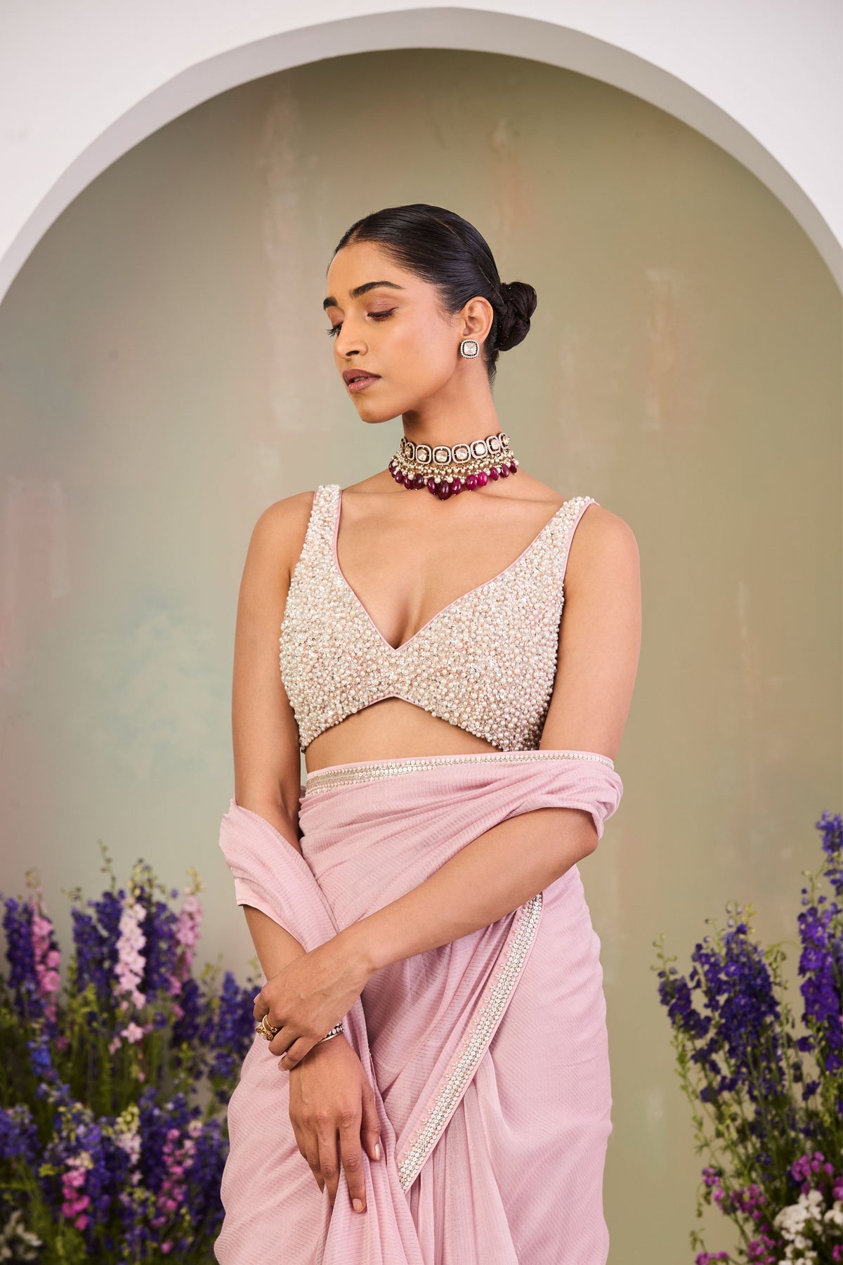 Zoya Saree Set With Cape