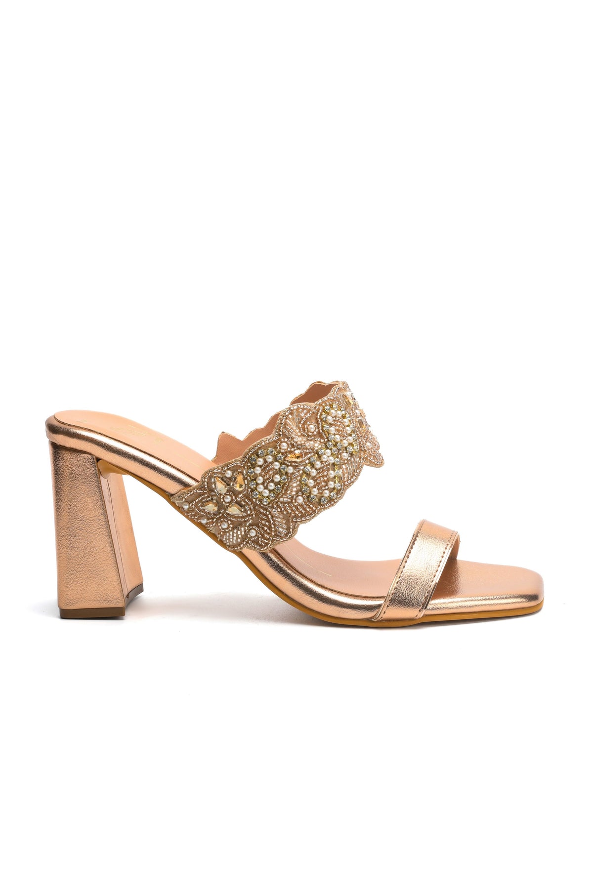 Rose Gold Embroidered Heels