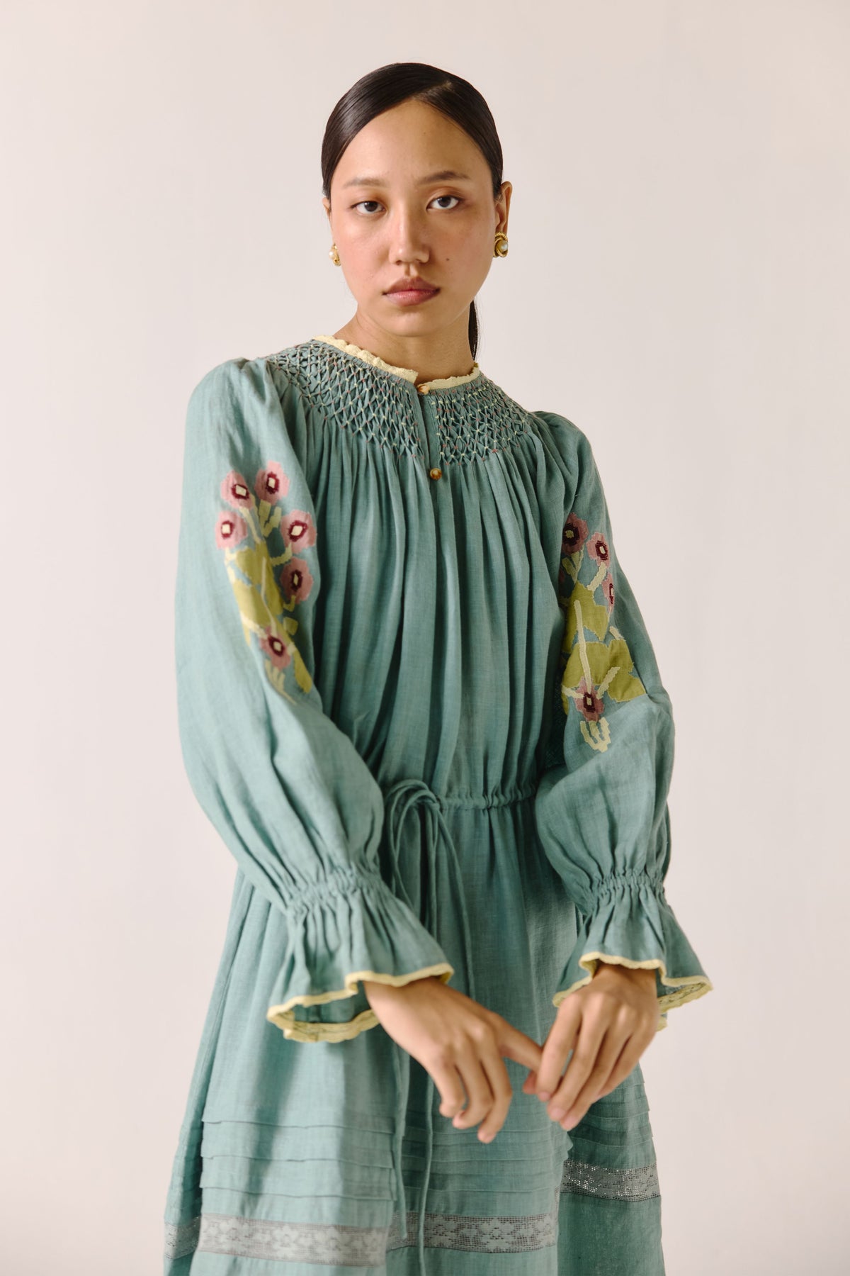 Pale Blue Pixel Applique Edith Dress
