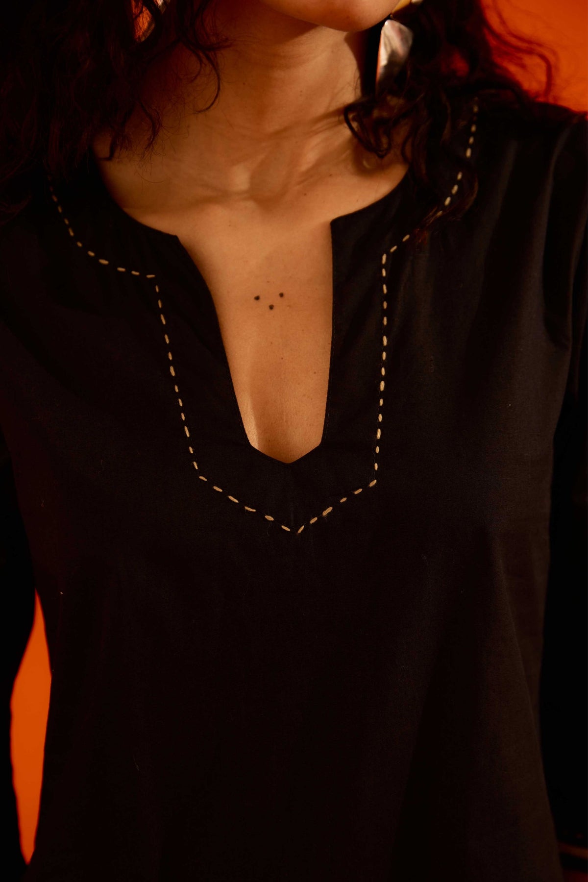 Leaf Motif Black Dress