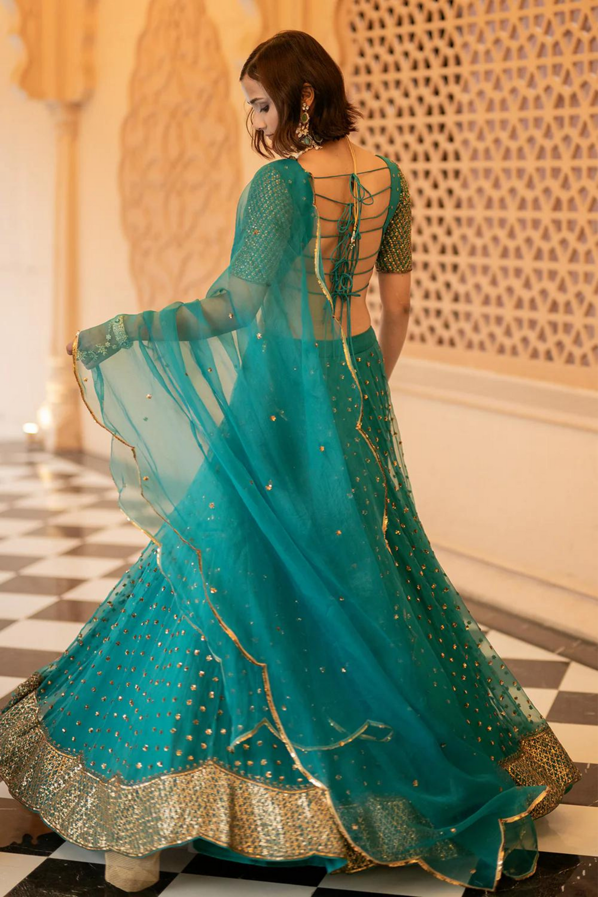 Teal Green Lehenga Set