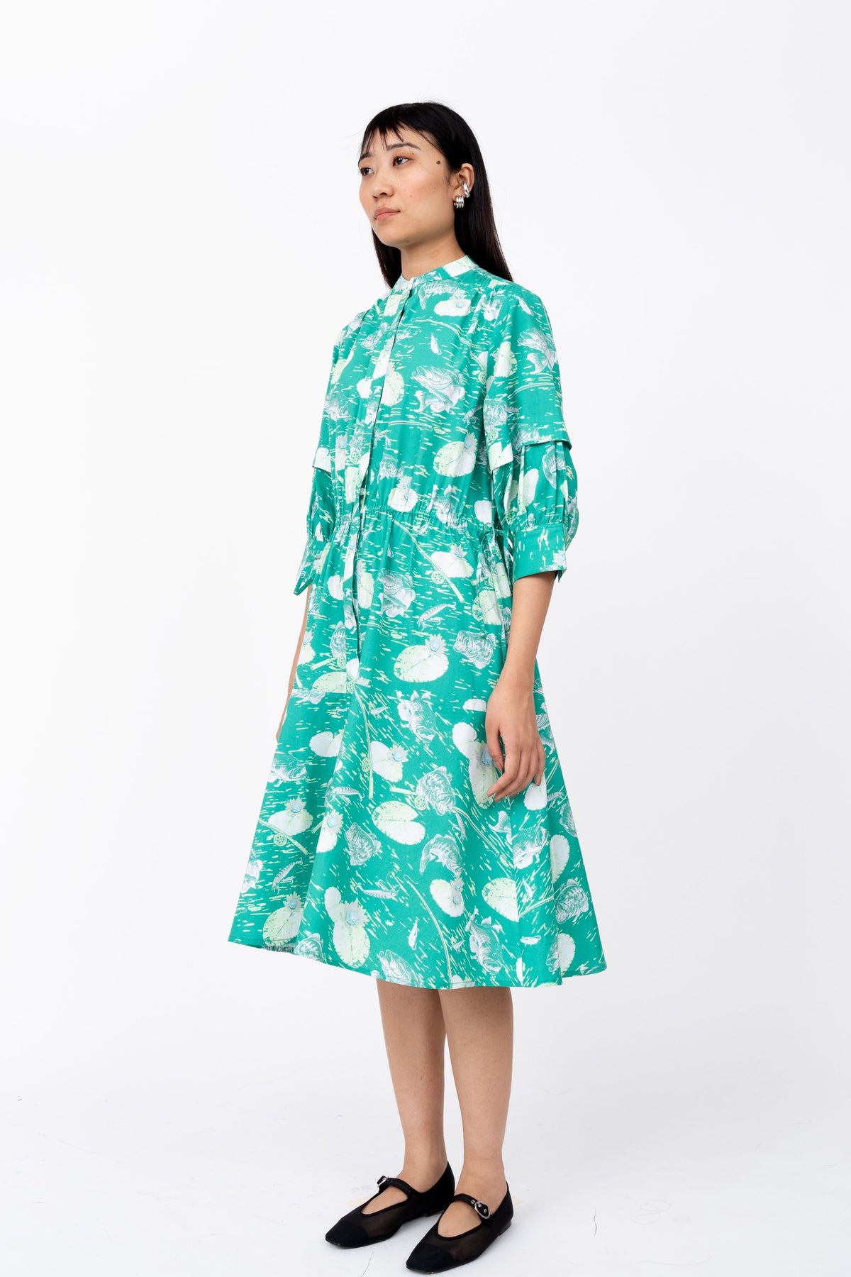 Fisherman Print Draw String Dress