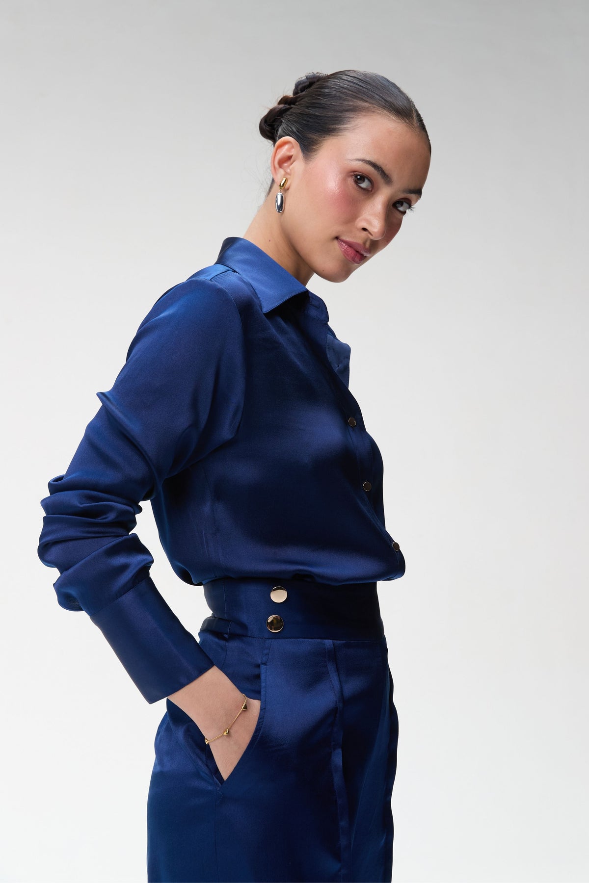 Midnight Blue Silk Shirt