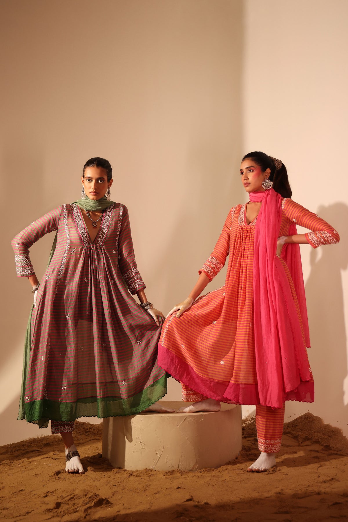 Green Chanderi Kurta Set