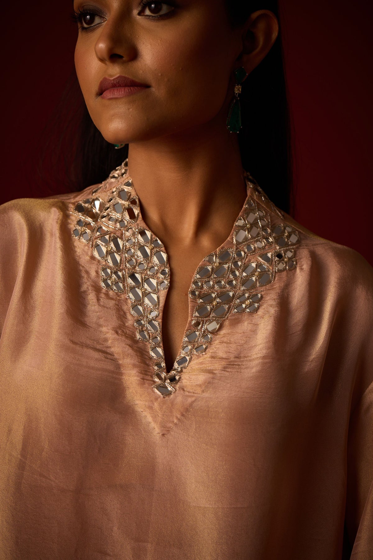 Mirror Work High Neck Tunic Set